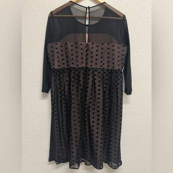 Motherhood Maternity Black Velvet Pilka Dot Sheer Sleeve Cocktail Dress L - Picture 6 of 9